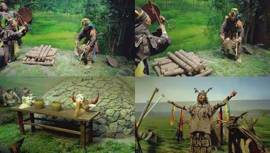古代草原民族“万物有灵”萨满教丧葬场景高清在线视频素材下载