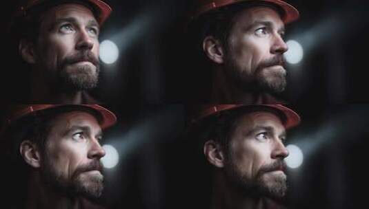 建设者目光深邃坚定展望未来高清在线视频素材下载