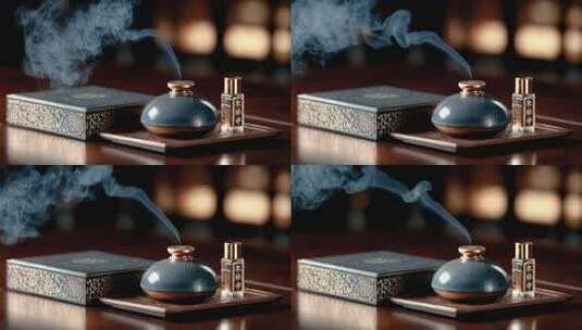 香薰袅袅升起带来古典意境高清在线视频素材下载