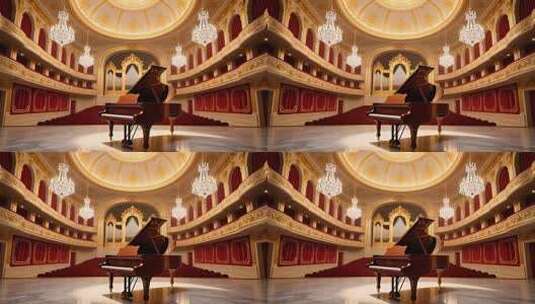 金色音乐厅钢琴演奏背景4K高清在线视频素材下载