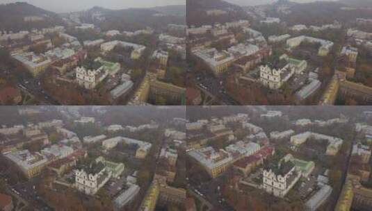 雾天利沃夫的城市景观高清在线视频素材下载