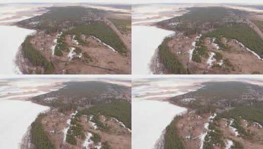 航拍下的森林雪景高清在线视频素材下载
