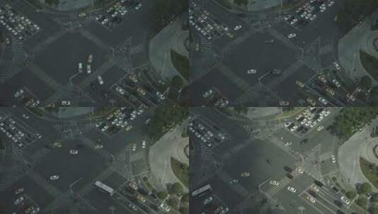 城市街头十字路口车流人流高清在线视频素材下载
