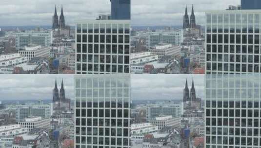 俯瞰写字楼和城市的镜头高清在线视频素材下载