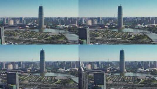 郑州CBD航拍高清在线视频素材下载