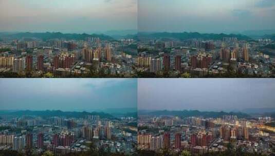 4k延时贵州铜仁市区日转夜素材高清在线视频素材下载