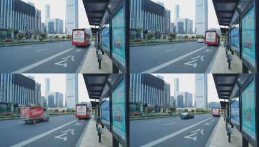 广西南宁五象新区东盟总部基地公共汽车站高清在线视频素材下载