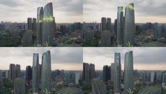 成都高新区金融城双子塔高清在线视频素材下载