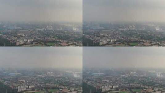 城市航拍工业污染工厂炊烟高清在线视频素材下载