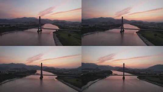 航拍跨江大桥 临海高清在线视频素材下载