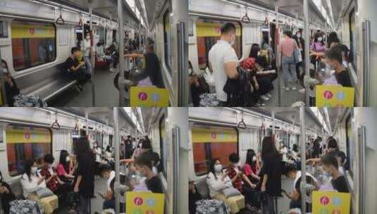 广州地铁 三号线  内景 人流高清在线视频素材下载