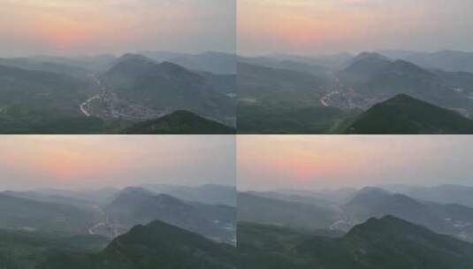 夕阳下的沂蒙山高清在线视频素材下载