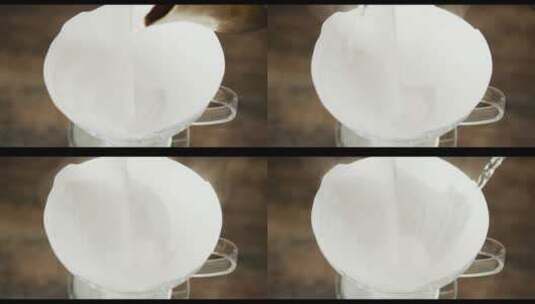热水冲洗咖啡过滤器高清在线视频素材下载