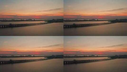 广深沿江高速夕阳下航拍大景左环绕高清在线视频素材下载