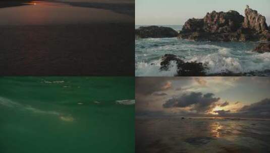 海浪沙滩岩石高清在线视频素材下载