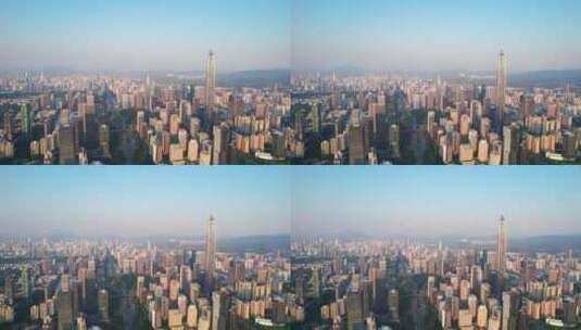 广东深圳深南大道平安中心城市风光航拍素材高清在线视频素材下载