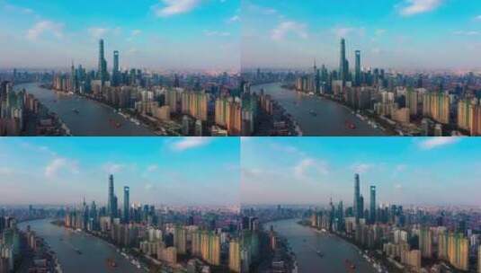 横贯上海的黄浦江高清在线视频素材下载