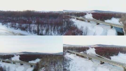 雪中的松岭大桥高清在线视频素材下载
