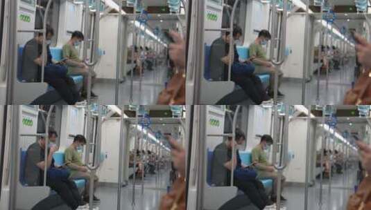 地铁车厢内的乘客高清在线视频素材下载