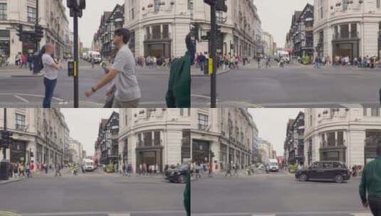 跟踪拍摄繁忙的伦敦街道高清在线视频素材下载