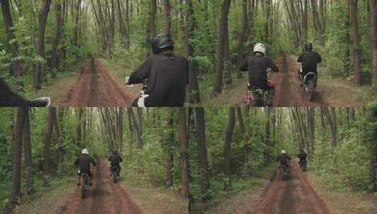 在野外骑电车的两个人高清在线视频素材下载