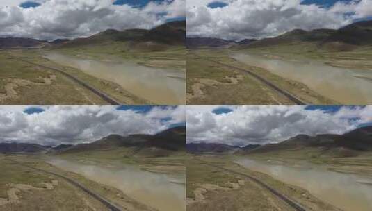 西藏G219新藏线当却藏布雅鲁藏布江风光高清在线视频素材下载