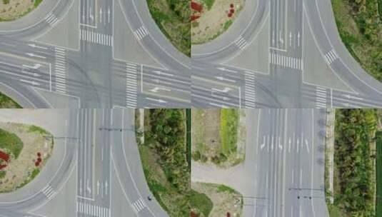 航拍城市交通公路十字路口高清在线视频素材下载