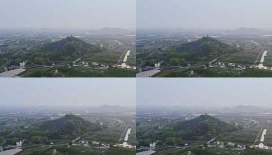 航拍上海辰山植物园矿坑山景高清在线视频素材下载