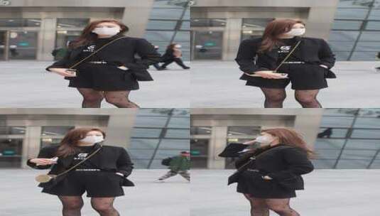 济南商圈街拍，街头时尚女孩背包展示高清在线视频素材下载