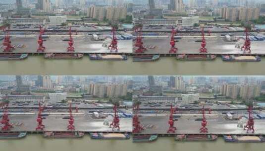 航拍长江货运码头港口高清在线视频素材下载