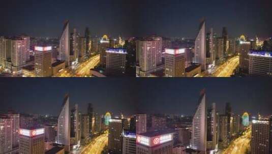 哈尔滨城市夜景航拍高清在线视频素材下载