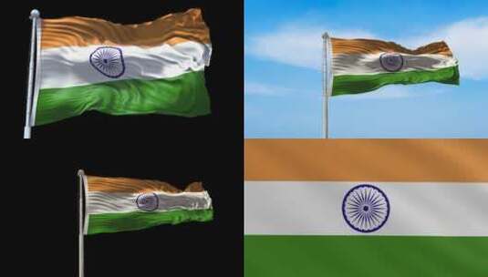 印度国旗旗帜标志logo带通道高清在线视频素材下载