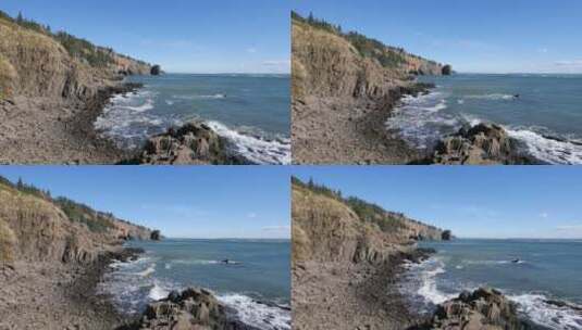 海浪拍打着海岸岩石  高清在线视频素材下载