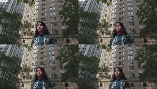 纽约街道上的女孩高清在线视频素材下载