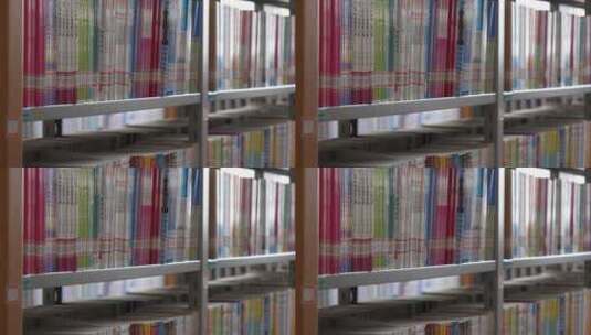 实拍图书馆书架高清在线视频素材下载