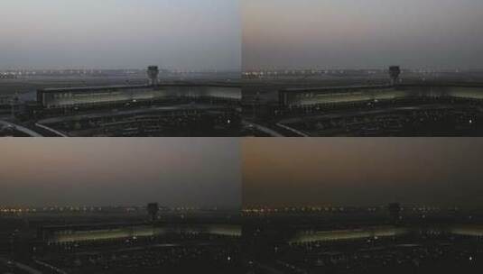 4k实拍延迟 原版 上海虹桥机场夜景航拍高清在线视频素材下载