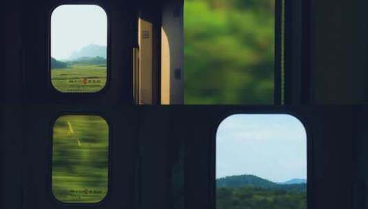 高铁动车车窗外风景，车窗合集4k视频素材高清在线视频素材下载