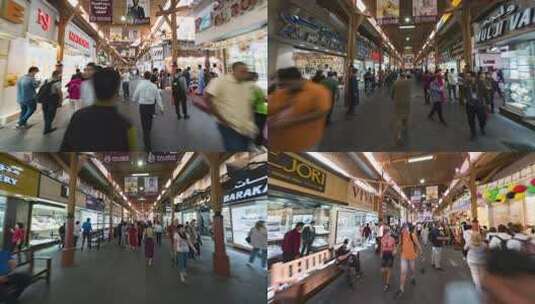 迪拜黄金街穿过人流繁华老城区高清在线视频素材下载