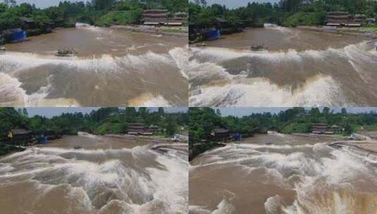 古建筑河流瀑布高清在线视频素材下载