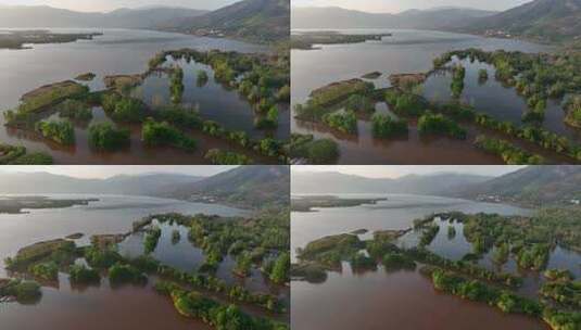 航拍四川大凉山西昌邛海国家湿地公园风光高清在线视频素材下载