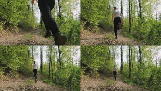 女人在森林里奔跑高清在线视频素材下载