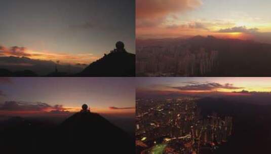 航拍山顶的日落美景高清在线视频素材下载