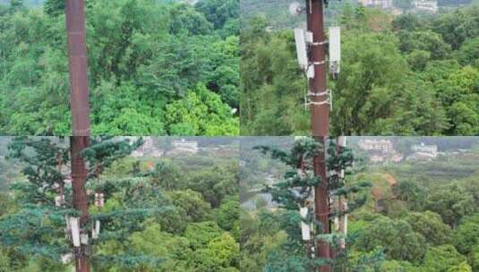 环绕航拍，荔香园里的信号塔高清在线视频素材下载