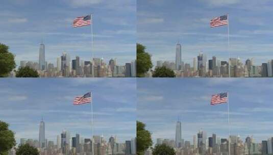 随风摇摆的美国国旗高清在线视频素材下载