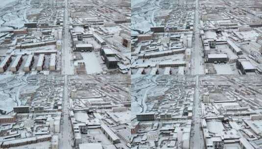 甘孜州石渠县冬季雪景城市中景高清在线视频素材下载