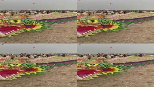 潍坊国际风筝会，巨型风筝飞天高清在线视频素材下载