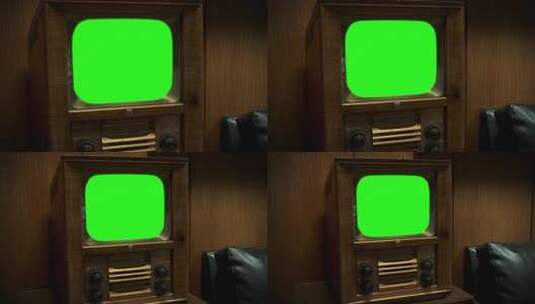年代带绿屏的电视机高清在线视频素材下载