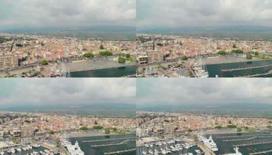 地中海海滨小镇和码头高清在线视频素材下载
