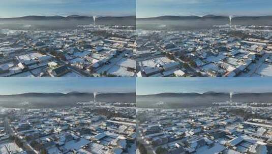原创 冬季黑龙江漠河北极镇航拍景观高清在线视频素材下载