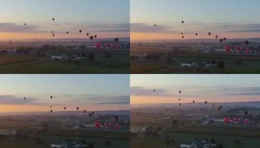 航拍热气球高清在线视频素材下载